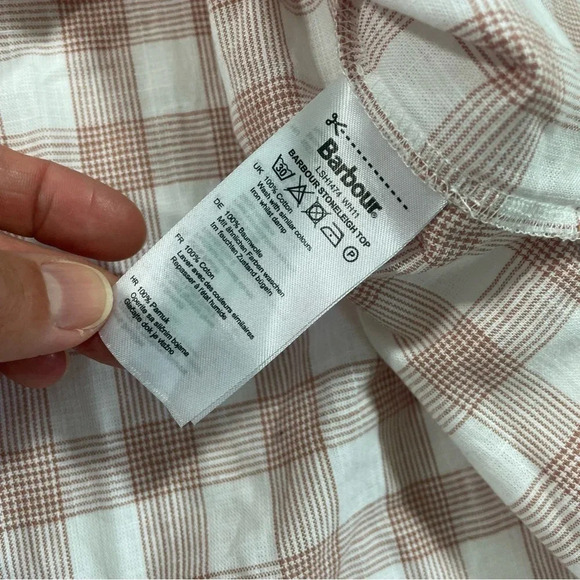 New Barbour Stoneleigh Top White Check Print Size 14 Blouse - Picture 3 of 6